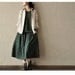 Linen Peter Pan Long Shirt Blouse for Women  - Rice White -Long Sleeved Women Spring Dress (R)