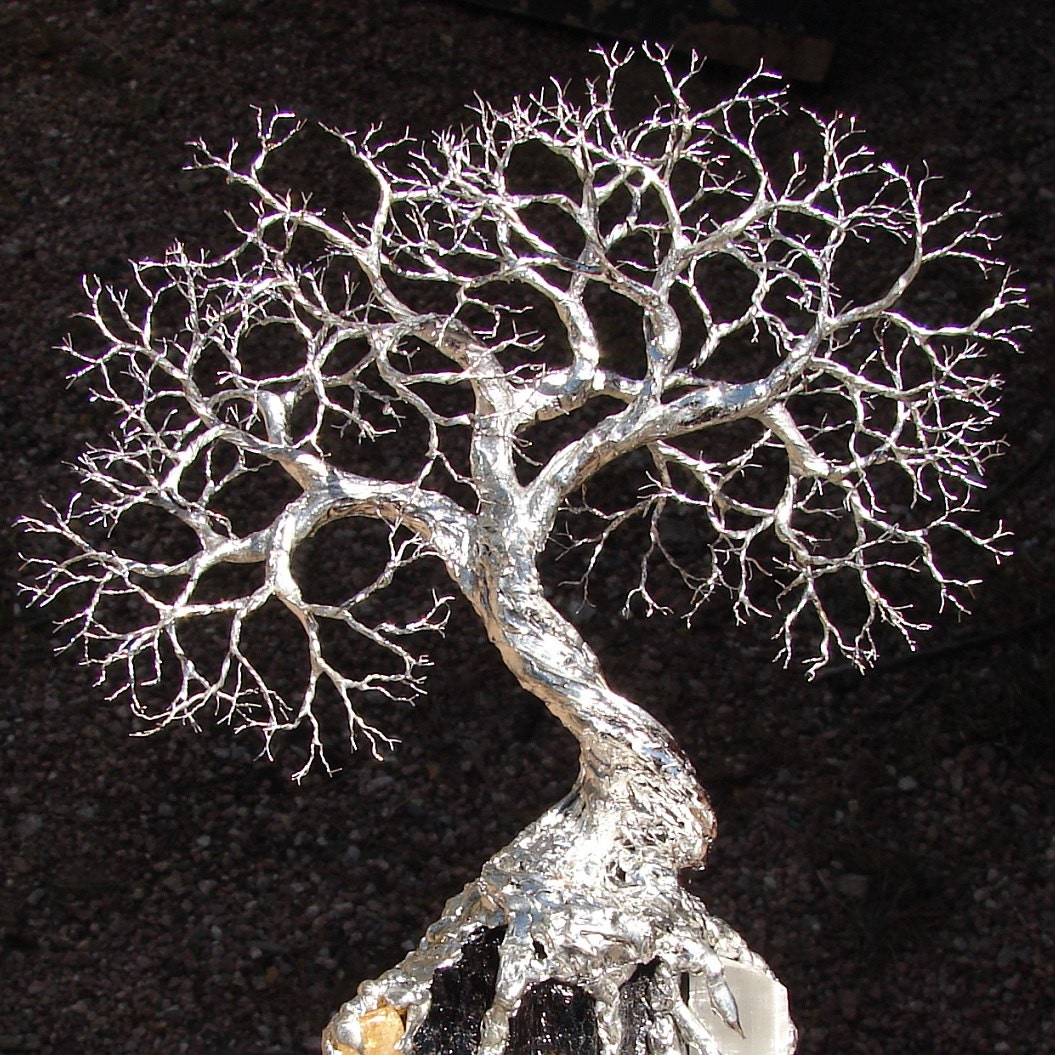 Tree Of Life Spirit on Black Tourmaline, Carnelian, Malachite, Lapis, Citrine, Garnet Gemstone art, Wood base, Wedding, Anniversary