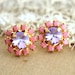 Pink Lilac Purple Stud earring Summer Spring collection 2013 - 14k plated gold post earrings real swarovski rhinestones.