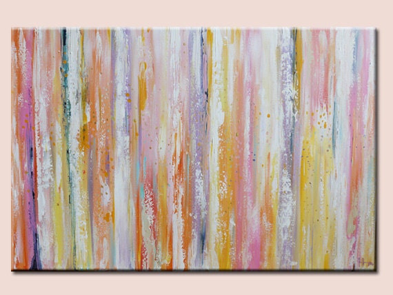 Pastel  colors Abstract painting,Original Painting,Acrylic wall art,canvas art  dining room decor modean ,Orange coral  Acrylic
