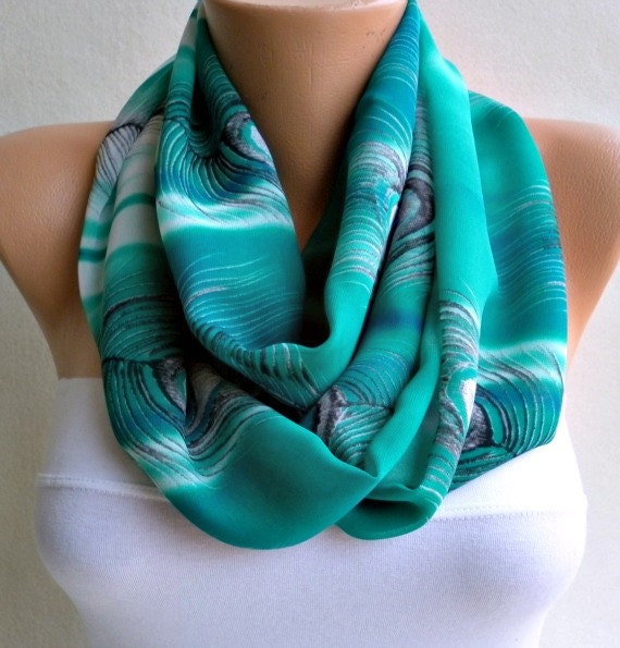 Peacock - Infinity Scarf Shawl Circle Scarf Loop Scarf  - Gift -fatwoman