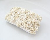 Ivory coloured rose bridesmaid flower girl hair clip barrette handmade from polymer clay