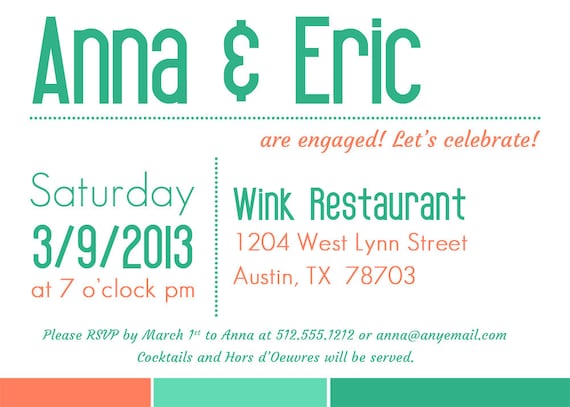 Modern Engagement Invitation in Mint and Coral Il_570xn