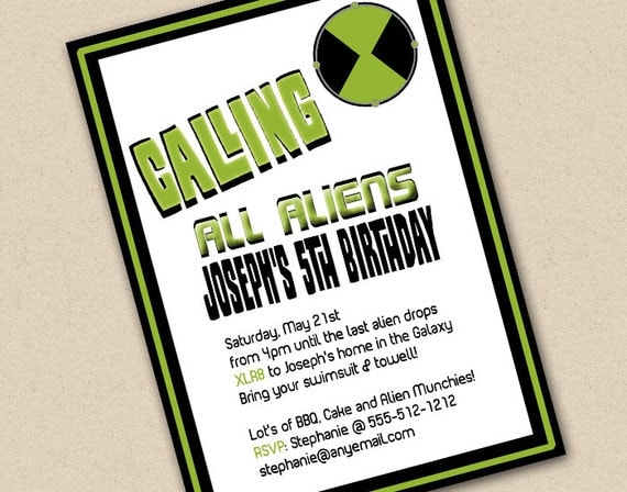 Ben 10 Themed Birthday Invitation Il_570xn