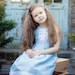 Light blue linen girl dress -  Rustic Linen flower girl dress - Special occasion  girl dress