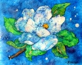 Watercolor Batik White Magnolia by Martha Kisling