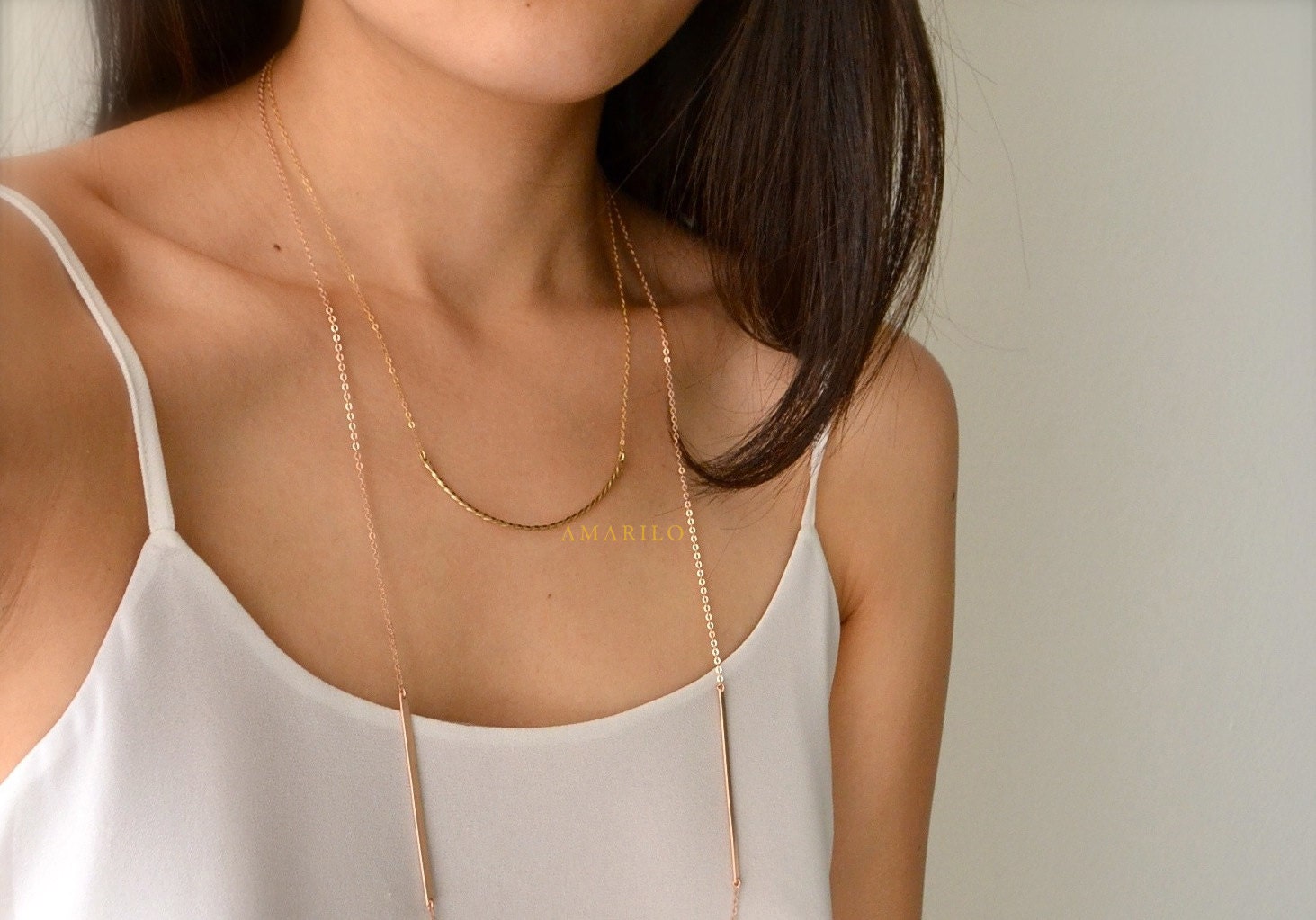 Rose Gold Double Bar Necklace
