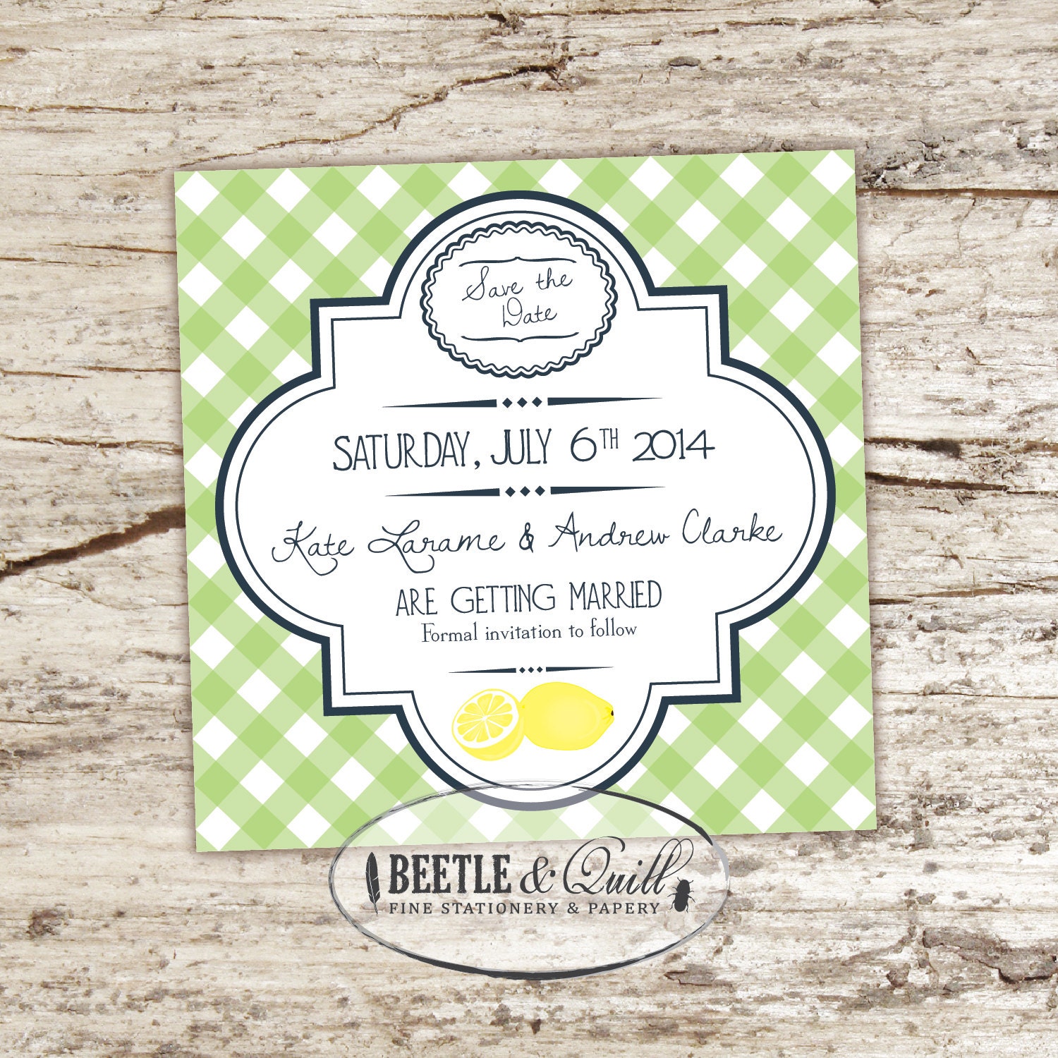 Farm Fresh Gingham Printable Save the Date