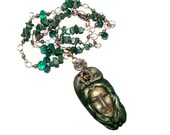 Pisces Zodiac jewelry set, woman, polymer clay and stone-glass beaded necklace - dangle earrings,  unique