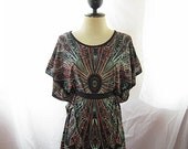 Russian Indie Black Red Blue Incas Mayan Aztec Spring Persian Paisley Kaftan Kimono Dress Ancient Butterfly Wings African Caftan Tunic