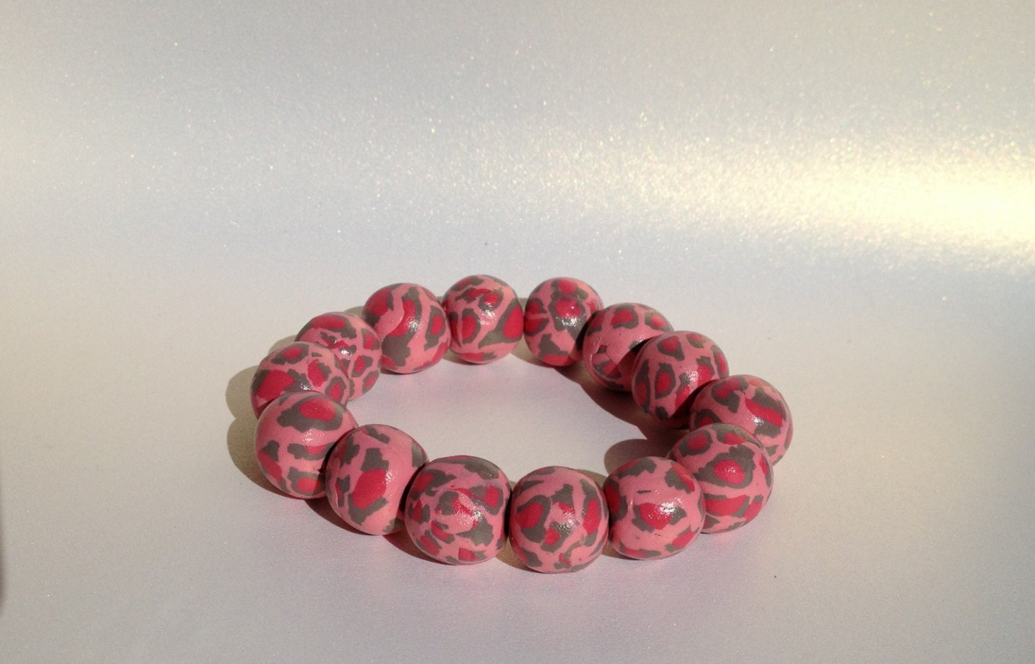SALE - Pink Leopard Print Stretchy Bracelet
