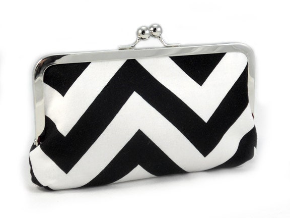 Black and white Chevron - Skinny Clutch