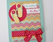 Flip Flop Card - Summer Greeting card in bright colors - hand stamped and layered
