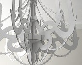 Large White Cardboard Chandelier - Big Laser Cut Wedding Event Party Hanging Decoration