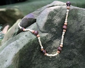 Boho Wooden Beaded Necklace and Earring Set, ombre, earth tones, natural colors, neutrals, long necklace