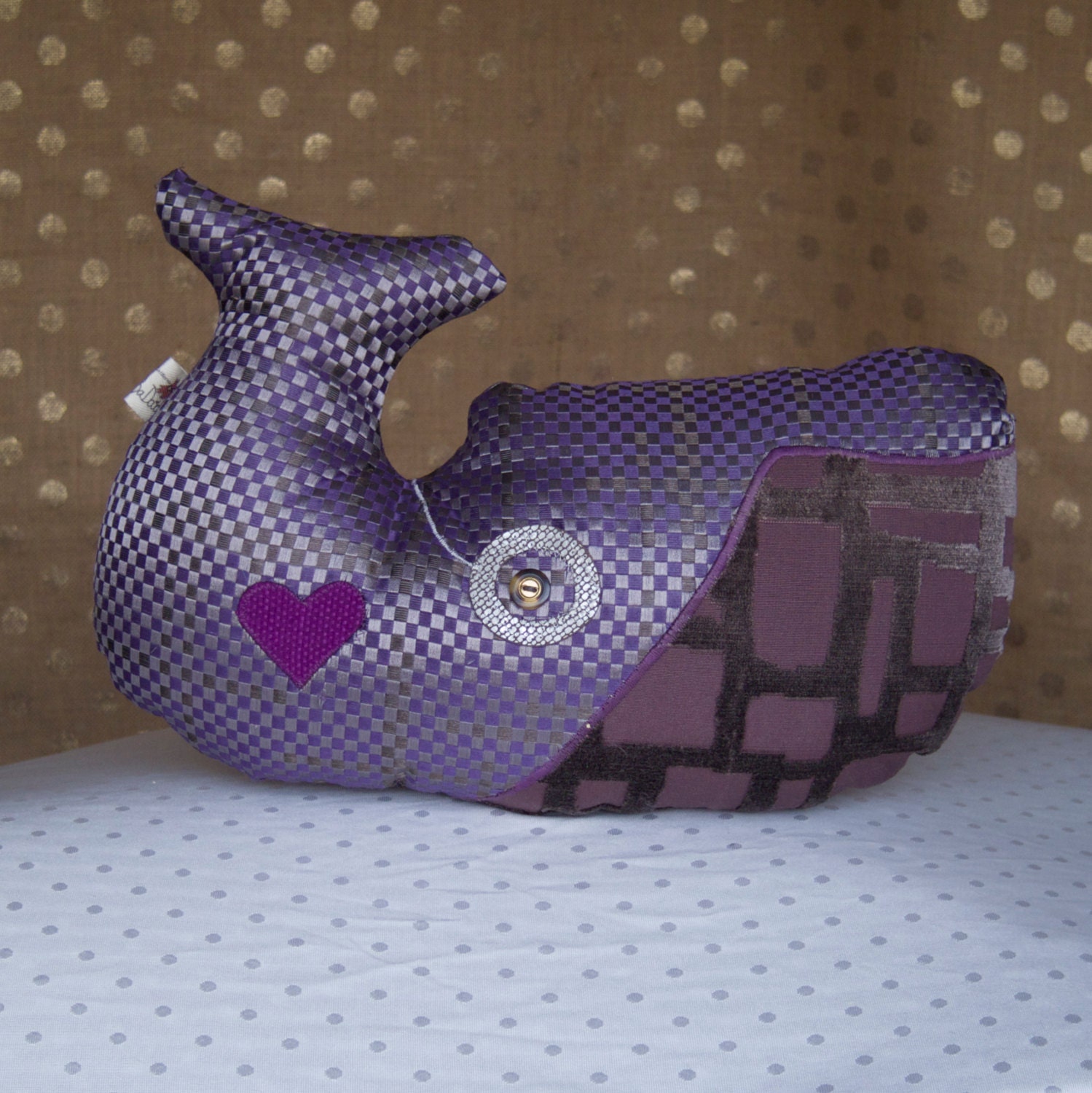 Squishy Hipster Whale Plush with Monocle - Purple