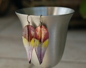 Torch Fired Enameled Leaf Earrings:  Springtime