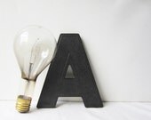 Vintage Black Textured "A" -  Plastic 3-D Letter - Sign - Marquee - 8 1/4" Tall - Wagner Sign Service