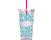 Personalized Lilly Pulitzer ALPHA DELTA PI Tumbler with Straw