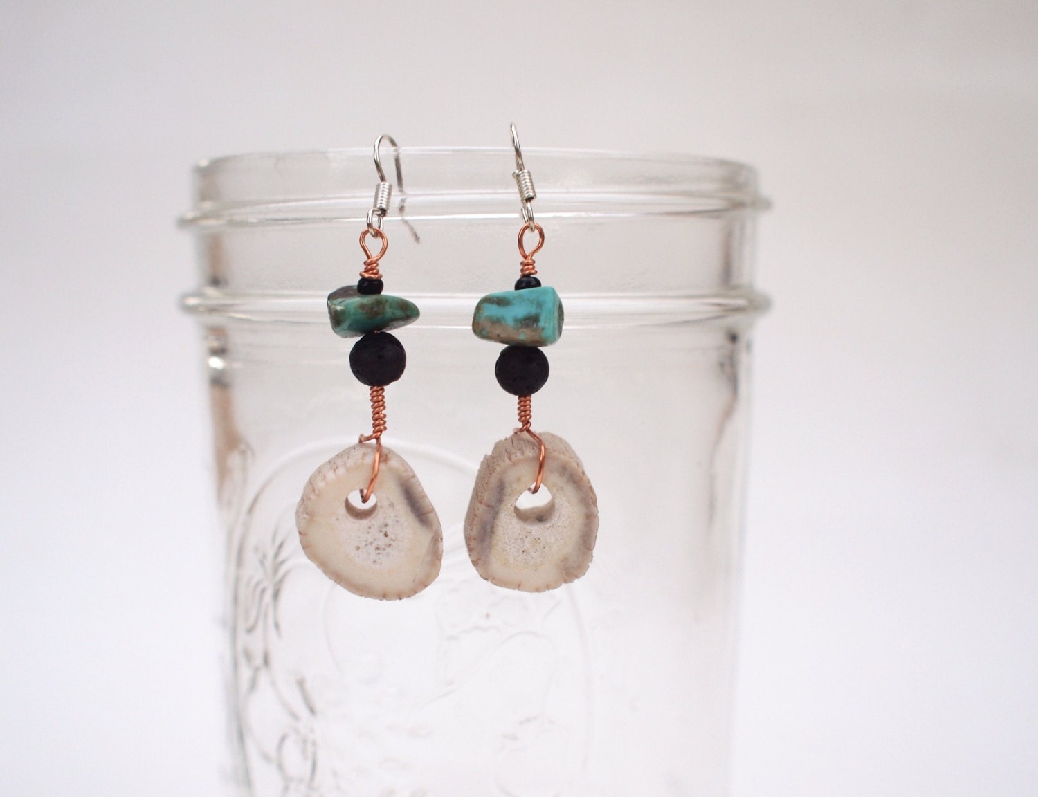 Antler, Turquoise & Lava - Gypsy Earrings