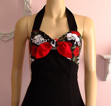 Two-Tone Skull and Roses Dress