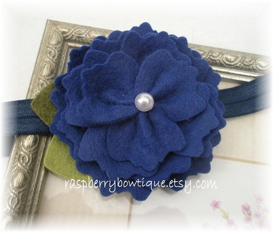 Baby headbands Felt Rose Headband Felt Flower-Blue-U PICK Headband, or Hair Clip, or Brooch