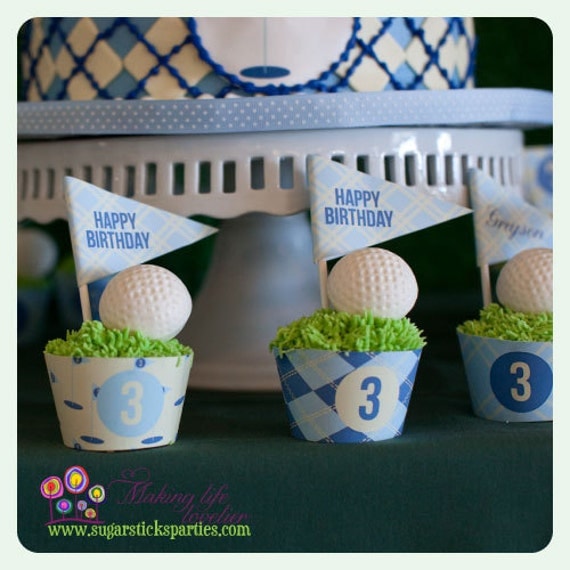 Golf birthday cupcake wrappers DIY printable Il_570xn