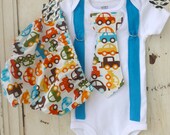 Tie and Suspender Onesie - Baby Boy  - Photo Prop - Infant Onesie - Modern Clothing - Birthday Shirt