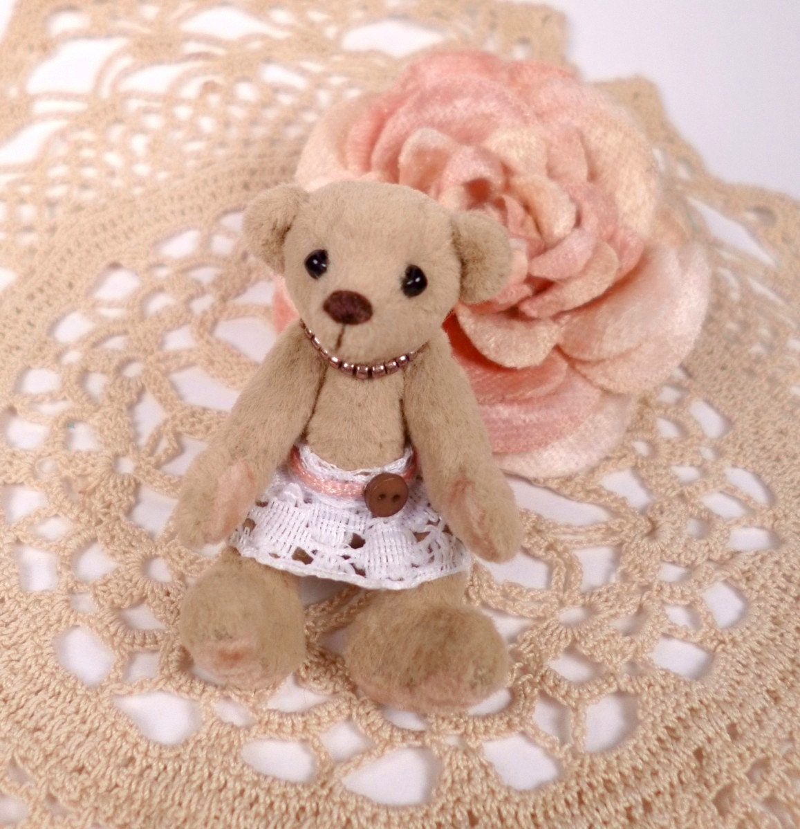 Sweet L'il Girl Micro Miniature Artist Bear 5cm / 2inches by VonneBears