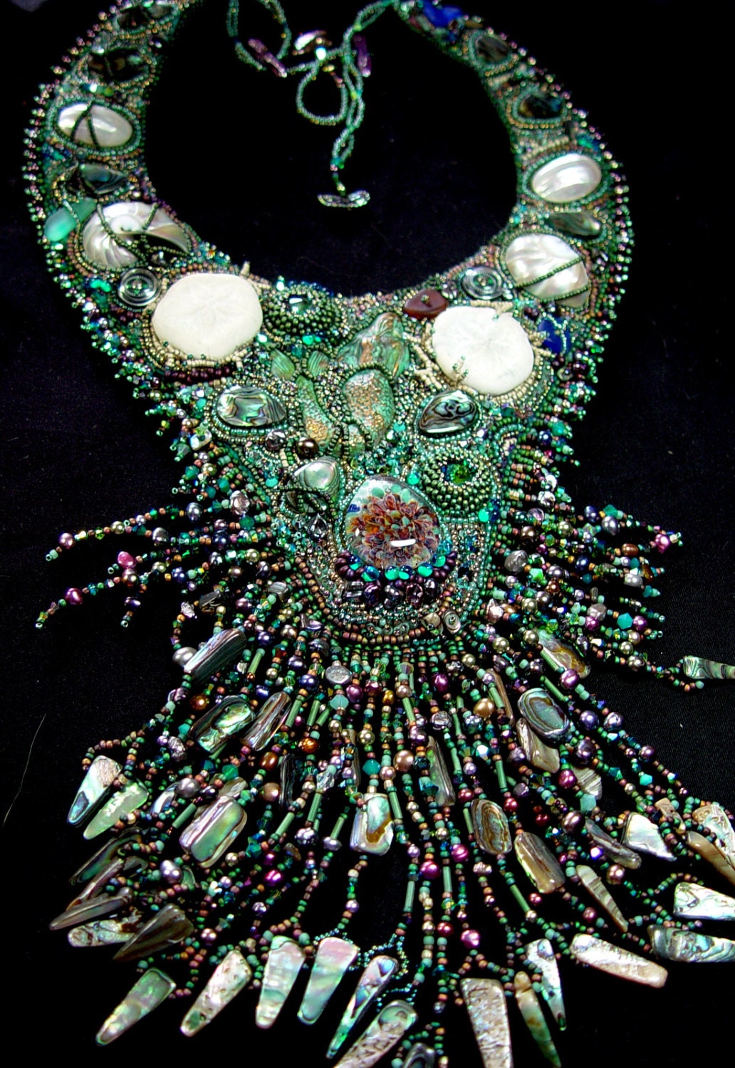 Enchanting Mermaid  Bead Embroidery Necklace: