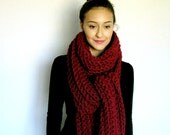 Le Mans, Long Chunky Scarf - CRANBERRY