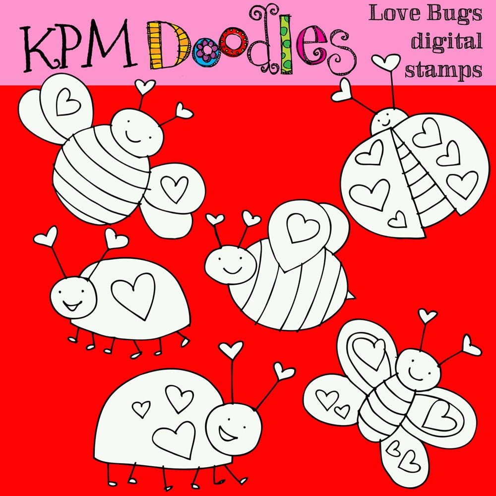 INSTANT DOWNLOAD Love Bugs digital stamps