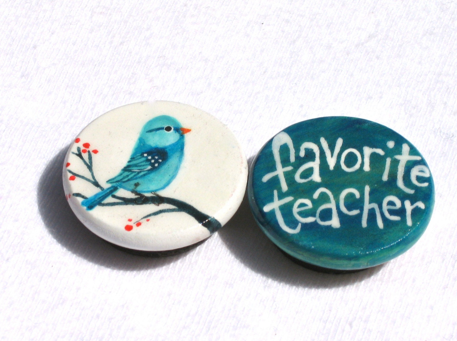 FAVORITE TEACHER BIRD hand painted magnet set
