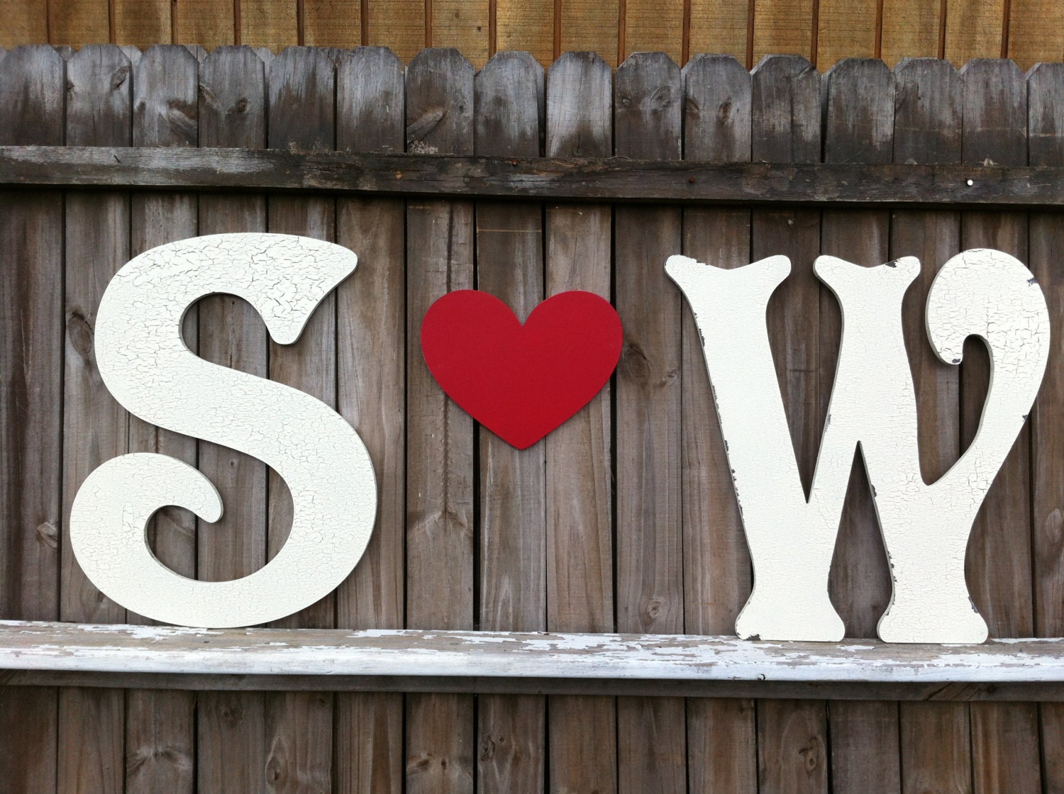 Over Size Wood Letters 2 Large 24 in. Cut Wood Letters & 12in Heart - Any Letter A  to  Z  Any Color Any Font - Wedding Photo Props