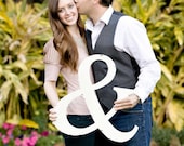 Ampersand Wedding Sign Save the Date Wedding Picture Props Shabby Chic Rustic Sign Photo Prop Wood Sign  Ivory Crackle