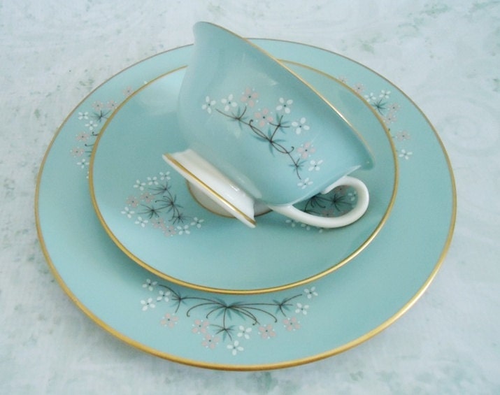 Mint Green Teacup Set - Vintage Tea Cups and Saucers