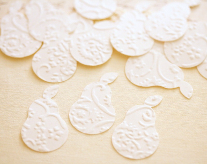 Pears White Embossed Pears Wedding Table Scatter Decoration Shabby Chic Style Party
