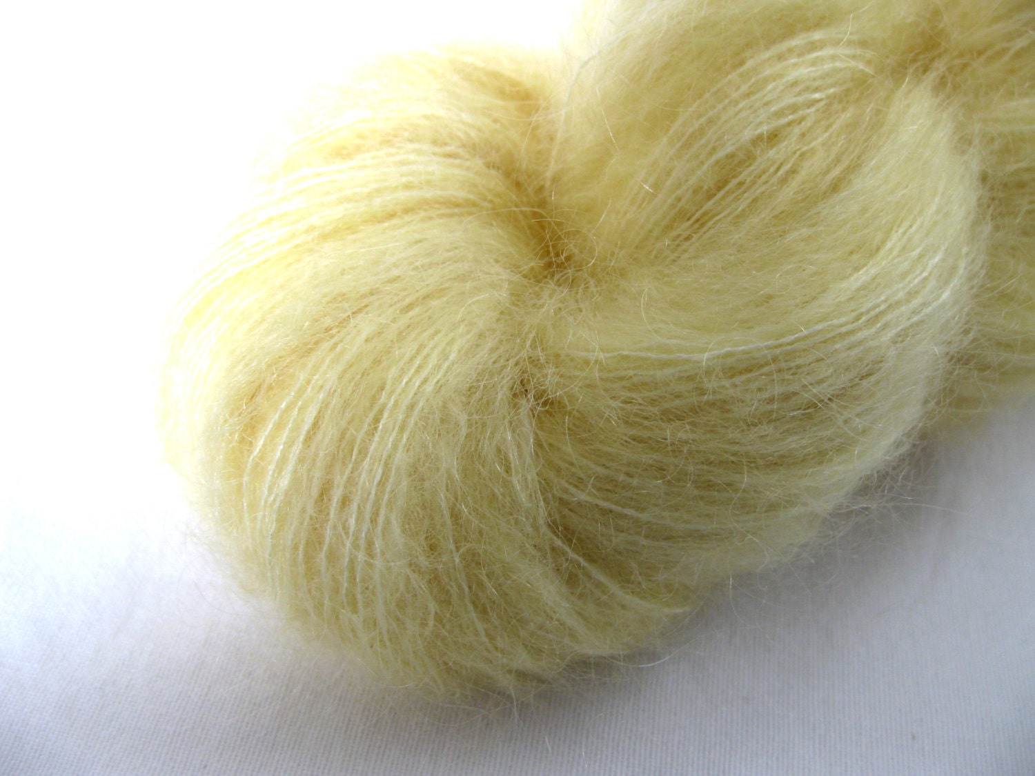 Hand dyed yarn, kidsilk lace - lemon drop