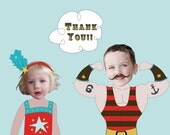 Circus Thank You Card:  Siblings, Brother and Sister  - Personalized and Printable