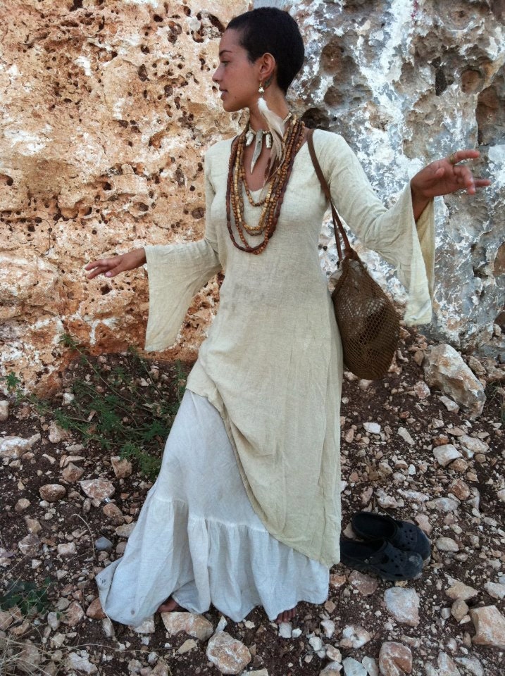 Long Sleeves Dress From Fine Handmade Silk