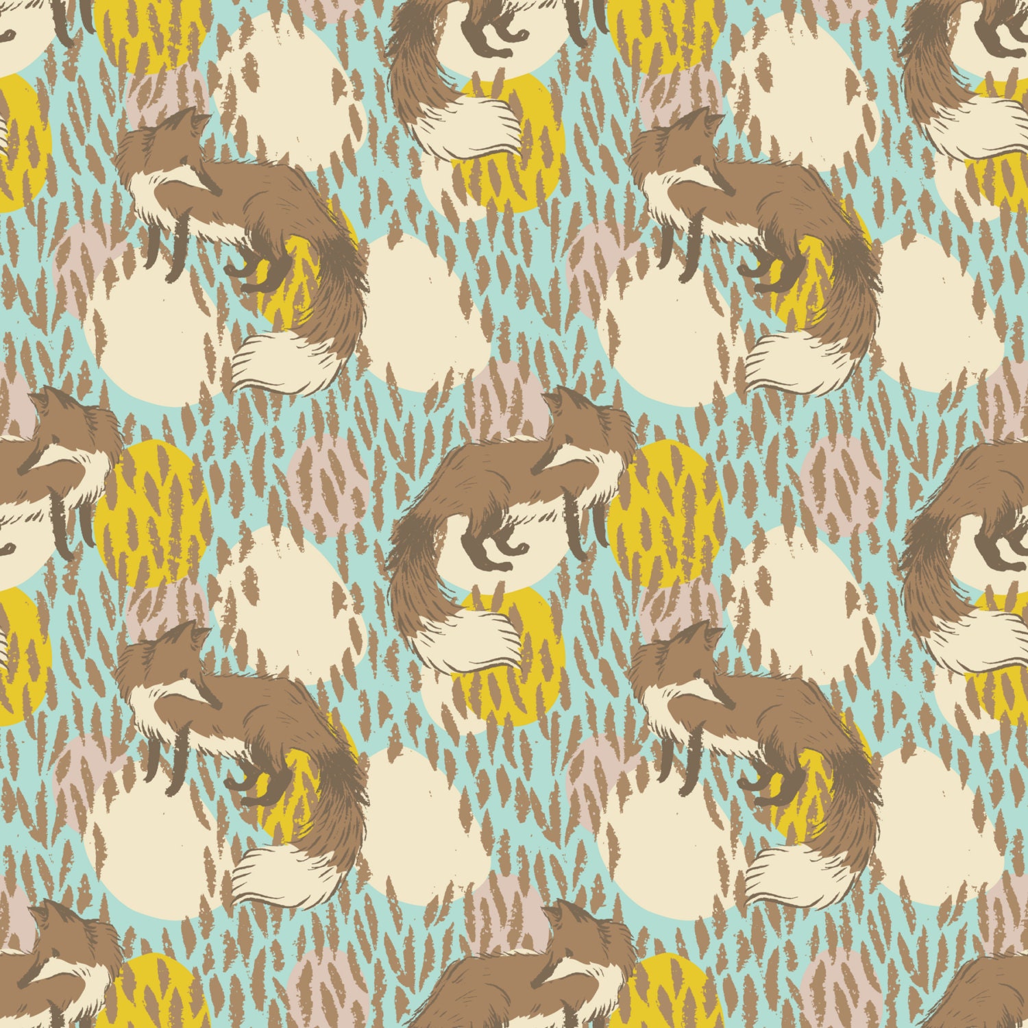 TIMBER & LEAF - Playful Fox in Blue - Sarah Watts for Blend Fabrics - 1 Yard
