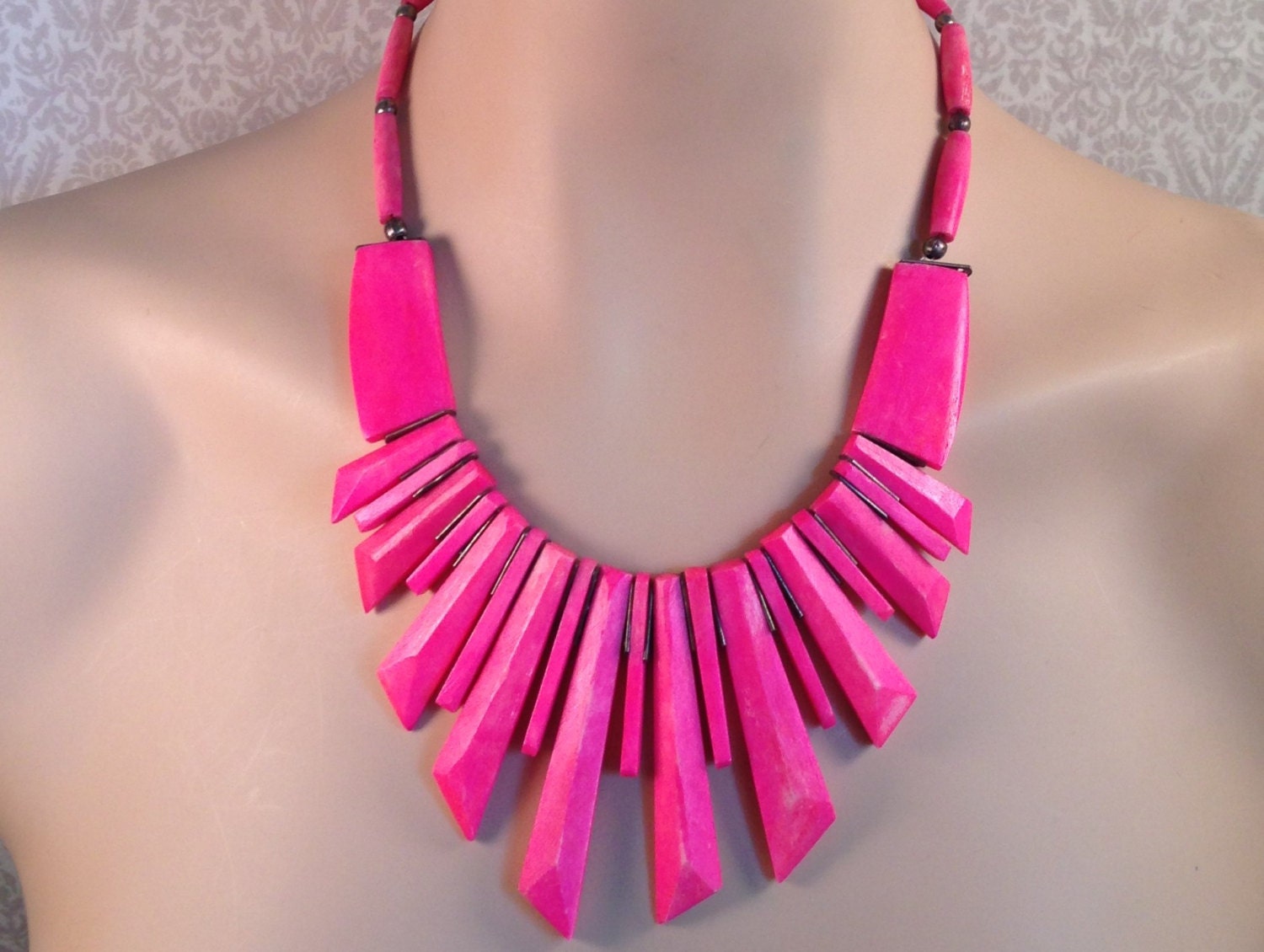 Vintage Hot Pink Statement Necklace