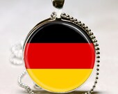 Flag of Germany World Flags German Art Pendant with Ball Chain Necklace Included