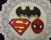 Superman, Spiderman and Batman Cookies