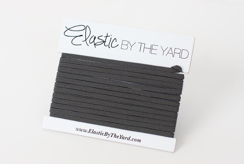CHARCOAL Skinny Elastic for Baby Headbands 1/8 inch - 5 yards