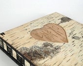 custom carved birch photo album - unique wood book white black  forest woodland large personalized / made to order