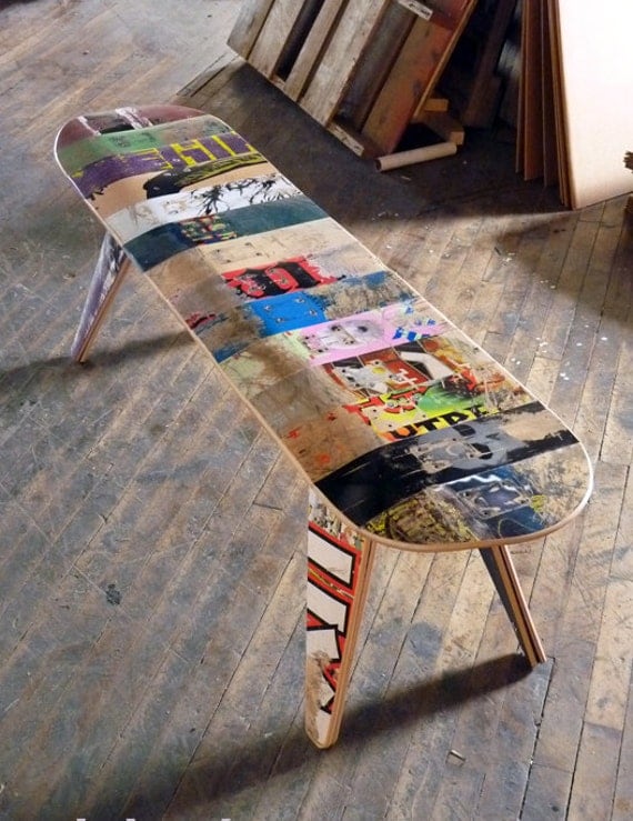 recycled skateboard bench - 60" Three seater