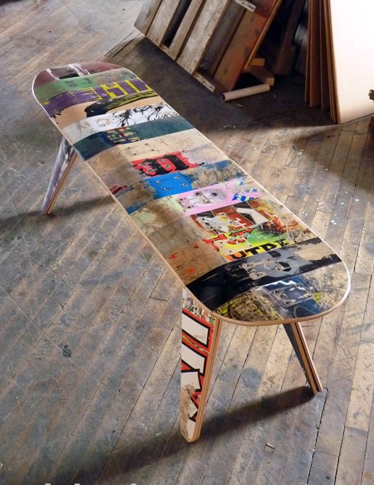 recycled skateboard bench - 60" Three seater