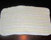 Up-cycled Cloth Wipes - Orange, Green, Yellow, & Blue Stripes on White