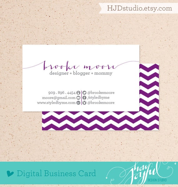 Chevron business card digital file - We customize, you print (PDF or JPG high resolution)